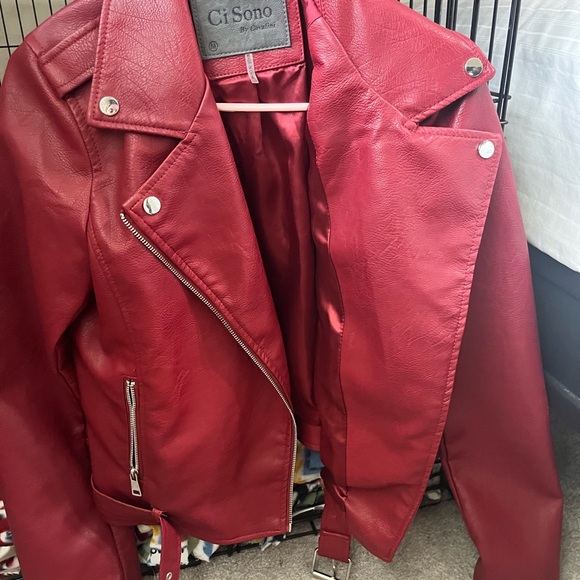 Ci Sono Jackets & Blazers - Ci Sono Bold Red Leather Jacket for Women
